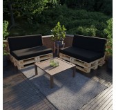 Set of 2 Garden Cushions Water-Resistant 120x80 + 120x40 Black