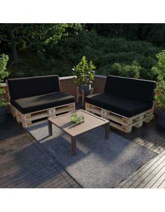 Set of 2 Garden Cushions Water-Resistant 120x80 + 120x40 Black