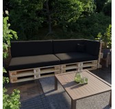 Set of 6 Garden Cushions Water-Resistant 120x80 + 120x40 Black