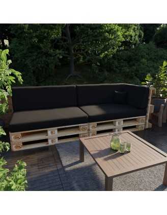 Set of 6 Garden Cushions Water-Resistant 120x80 + 120x40 Black