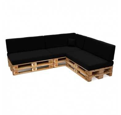 Set of 8 Garden Cushions Water-Resistant 120x80 + 120x40 Black