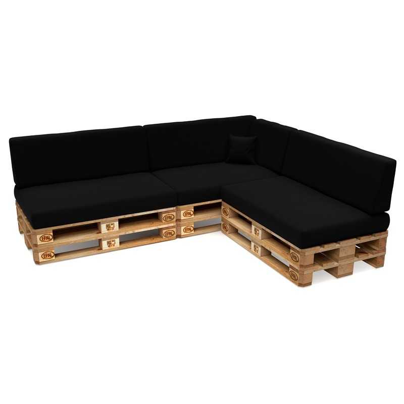 Set of 8 Garden Cushions Water-Resistant 120x80 + 120x40 Black
