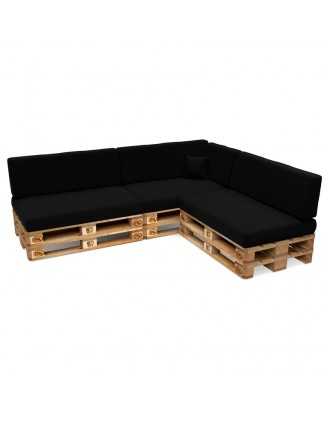 Set of 8 Garden Cushions Water-Resistant 120x80 + 120x40 Black