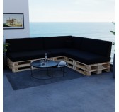 Set of 8 Garden Cushions Water-Resistant 120x80 + 120x40 Black