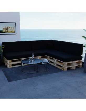 Set of 8 Garden Cushions Water-Resistant 120x80 + 120x40 Black