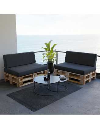 Set of 2 Garden Cushions 120x80 + 120x40 Anthracite