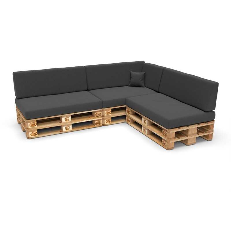 Set of 8 Garden Cushions 120x80 + 120x40 Anthracite