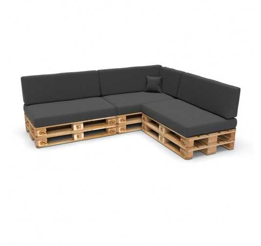 Set of 8 Garden Cushions 120x80 + 120x40 Anthracite