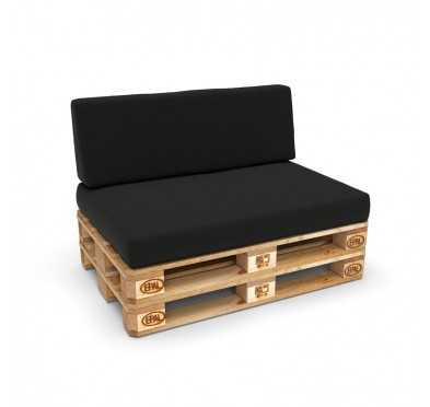 Set of 2 Garden Cushions 120x80 + 120x40 Black