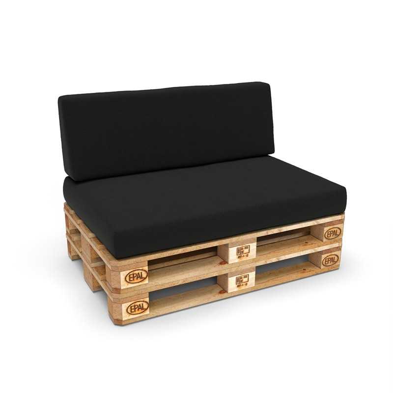 Set of 2 Garden Cushions 120x80 + 120x40 Black