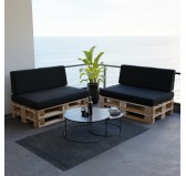 Set of 2 Garden Cushions 120x80 + 120x40 Black