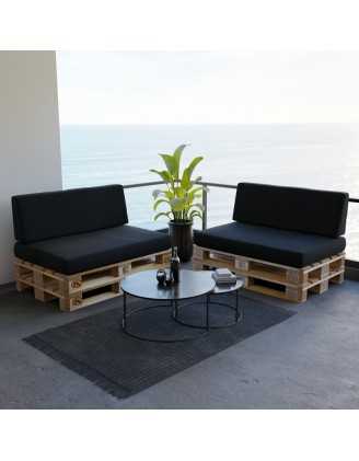Set of 2 Garden Cushions 120x80 + 120x40 Black