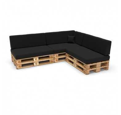 Set of 8 Garden Cushions 120x80 + 120x40 Black