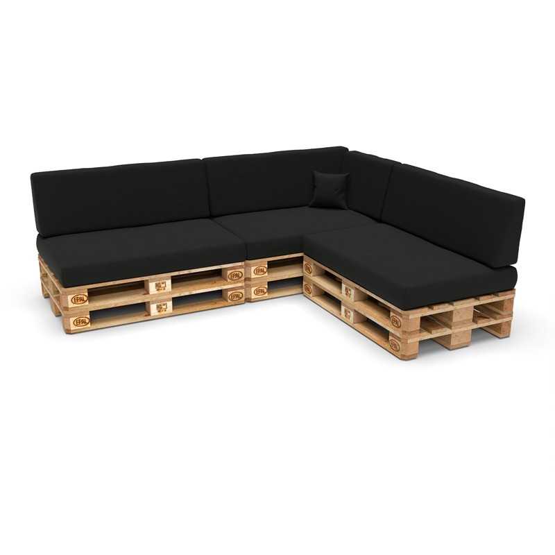 Set of 8 Garden Cushions 120x80 + 120x40 Black