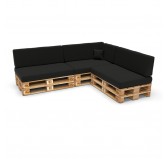 Set of 8 Garden Cushions 120x80 + 120x40 Black