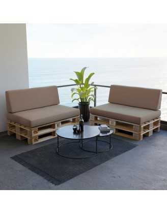 Set of 2 Garden Cushions 120x80 + 120x40 Beige
