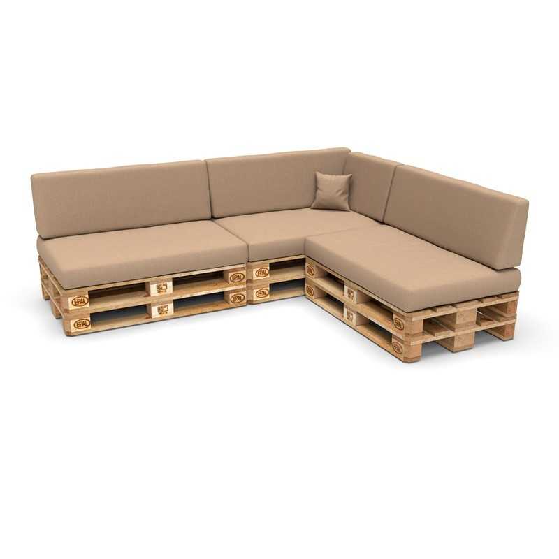 Set of 8 Garden Cushions 120x80 + 120x40 Beige