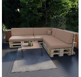 Set of 8 Garden Cushions 120x80 + 120x40 Beige