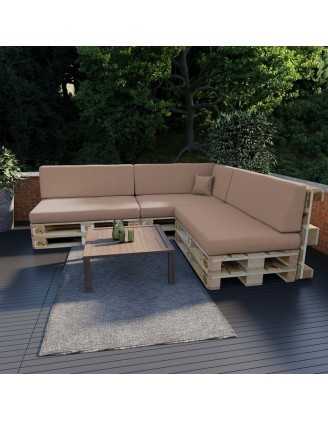 Set of 8 Garden Cushions 120x80 + 120x40 Beige