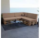 Set of 8 Garden Cushions 120x80 + 120x40 Beige