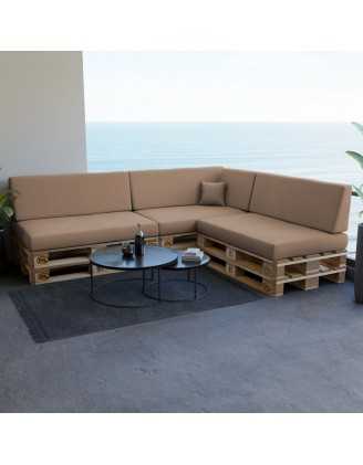Set of 8 Garden Cushions 120x80 + 120x40 Beige