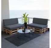 Set of 2 Garden Cushions 120x80 + 120x40 Grey