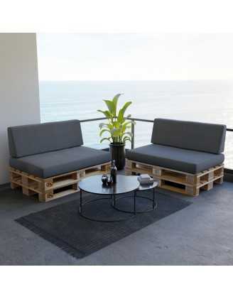 Set of 2 Garden Cushions 120x80 + 120x40 Grey