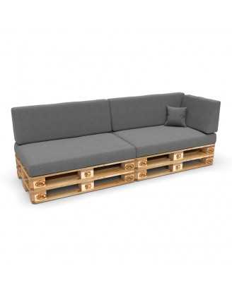 Set of 6 Garden Cushions 120x80 + 120x40 Grey