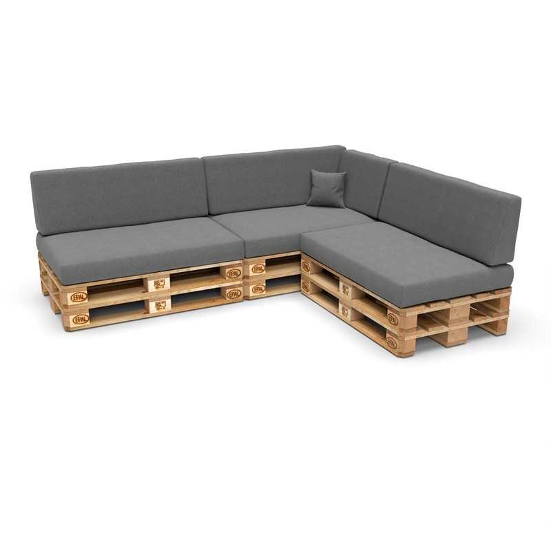 Set of 8 Garden Cushions 120x80 + 120x40 Grey