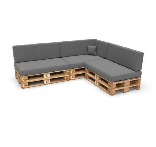 Set of 8 Garden Cushions 120x80 + 120x40 Grey