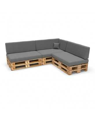 Set of 8 Garden Cushions 120x80 + 120x40 Grey