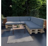 Set of 8 Garden Cushions 120x80 + 120x40 Grey
