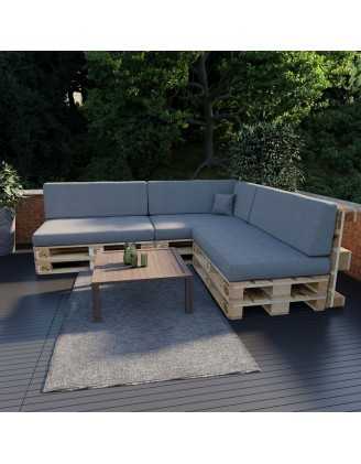 Set of 8 Garden Cushions 120x80 + 120x40 Grey