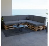 Set of 8 Garden Cushions 120x80 + 120x40 Grey
