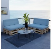 Set of 2 Garden Cushions 120x80 + 120x40 Blue
