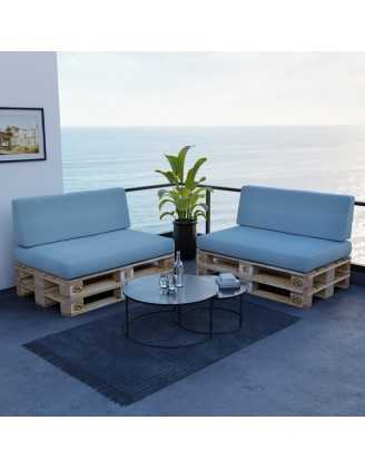 Set of 2 Garden Cushions 120x80 + 120x40 Blue