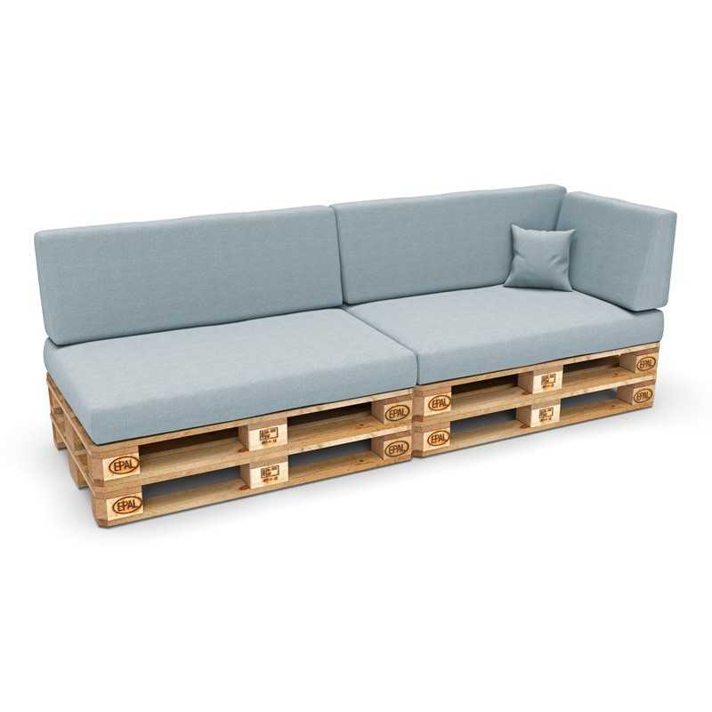 Set of 6 Garden Cushions 120x80 + 120x40 Blue