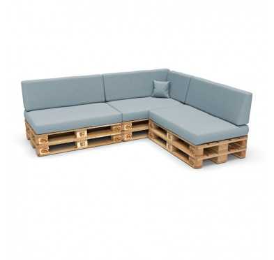 Set of 8 Garden Cushions 120x80 + 120x40 Blue