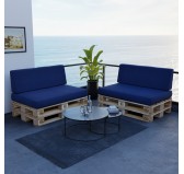 Set of 2 Garden Cushions 120x80 + 120x40 Dark Blue