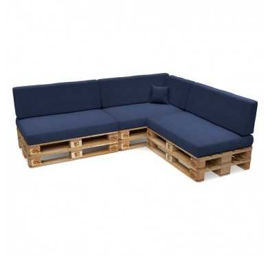 Set of 8 Garden Cushions 120x80 + 120x40 Dark Blue