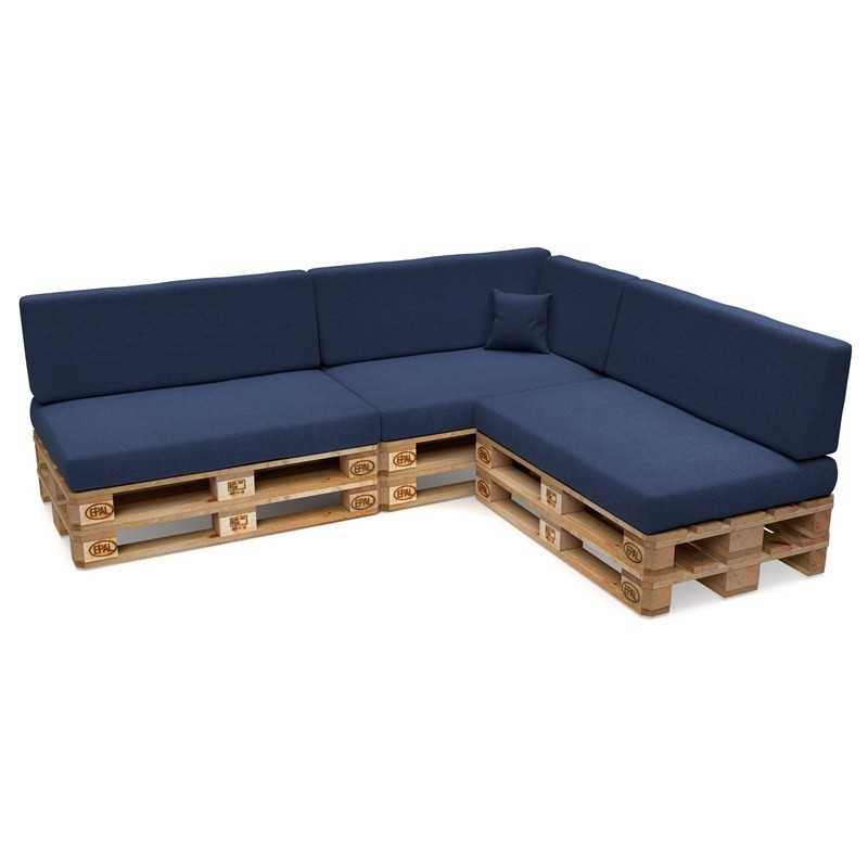 Set of 8 Garden Cushions 120x80 + 120x40 Dark Blue