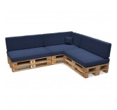 Set of 8 Garden Cushions 120x80 + 120x40 Dark Blue
