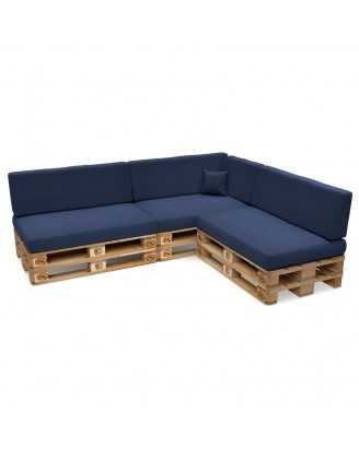 Set of 8 Garden Cushions 120x80 + 120x40 Dark Blue
