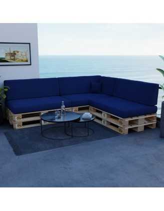 Set of 8 Garden Cushions 120x80 + 120x40 Dark Blue