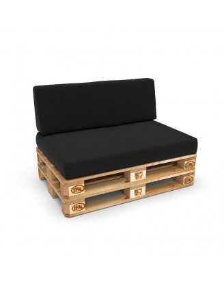 Set of 2 Pallet Cushion Covers – 120x80 cm & 120x40 cm, Black