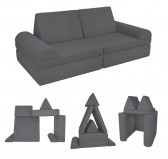 Modular kids sofa in soft corduroy, 6-piece set, colour Midnight Pebble