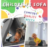 Modular kids sofa in soft corduroy, 6-piece set, colour Midnight Pebble
