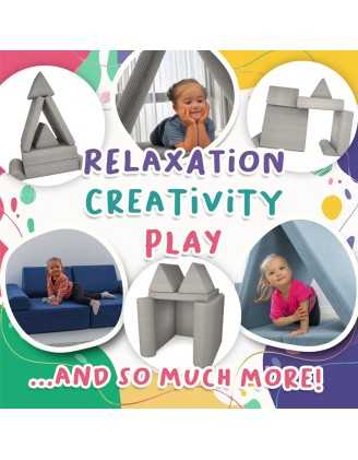 Modular kids sofa in soft corduroy, 6-piece set, colour Midnight Pebble