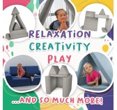 Modular kids sofa in soft corduroy, 6-piece set, colour Bunny Grey