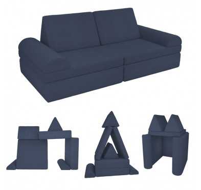 Modular kids sofa in soft corduroy, 6-piece set, colour Night Sky